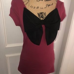 NWOT Maroon Bow Top